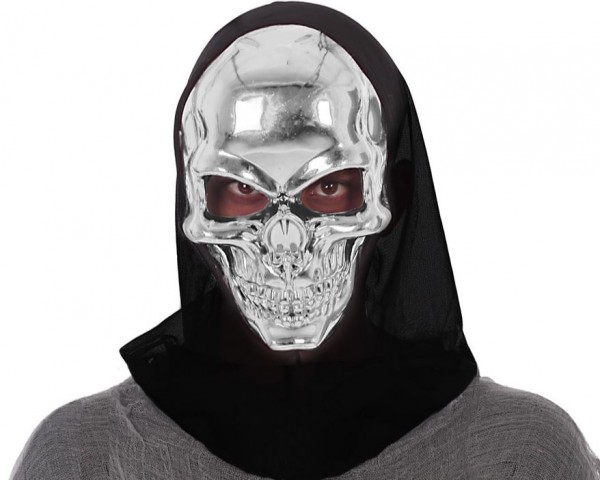 Skelett Maske metallic, silber