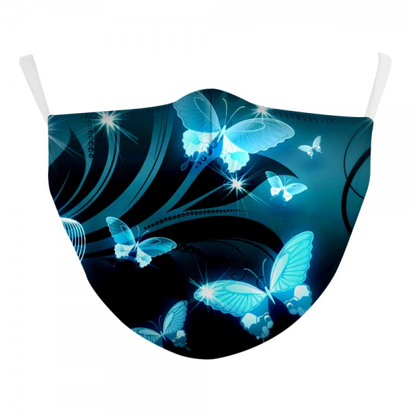 Stoffmaske Schmetterlinge, blau, mit Filter