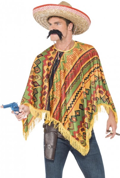 Kostüm Poncho mit Schnurrbart