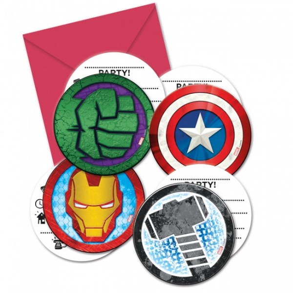 Avengers Einladungskarten, 6 Stück