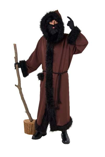 Kostüm Schmutzlimantel mit Kapuze, braun mit schwarzem Pelz