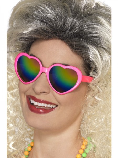 Sonnenbrille Herzen, pink mit Regenbogen-Gläser