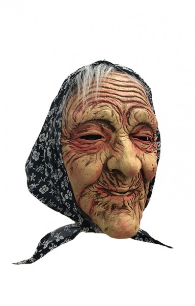 Hexenmaske alte Frau mit Kopftuch