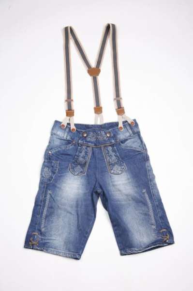 Herren-Jeans Shorts mit Träger, blau