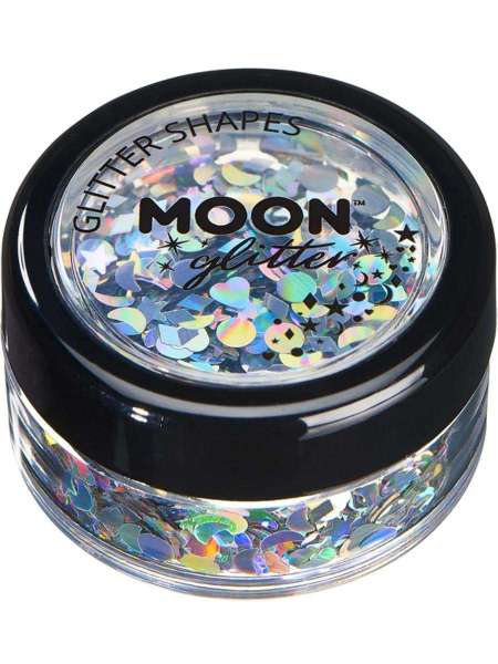 Moon Holographic Glitter Shapes, silber