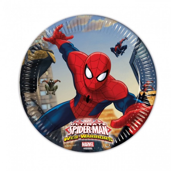 Spiderman Pappteller, 8 Stück