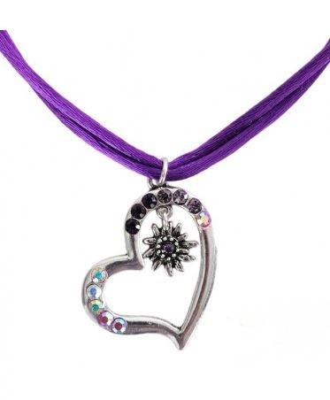 Halsband mit Herz-Anhänger violett