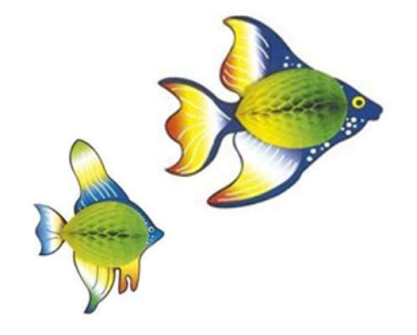 Wabenball Set Fische, blau, ca. 24 cm