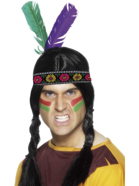 Indianer Kopfschmuck, Stirnband mit 2 Federn