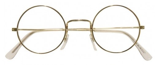 Brille mit runden Gläsern, goldenes Gestell
