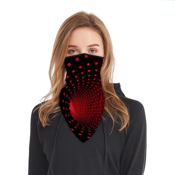 Schlauchmaske aus Stoff mit 3D Motiv, Farbe schwarz-rot, ohne Filter