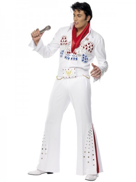 Herrenkostüm Elvis American Eagle Costum, weiss Grösse M