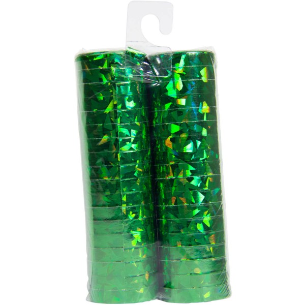 Luftschlangen holografisch, 2er Pack, grün