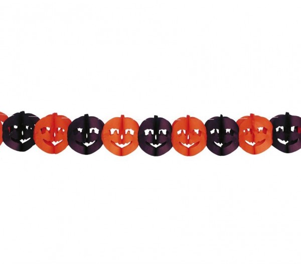 Kürbis Girlande, orange/schwarz, 22 x 300 cm