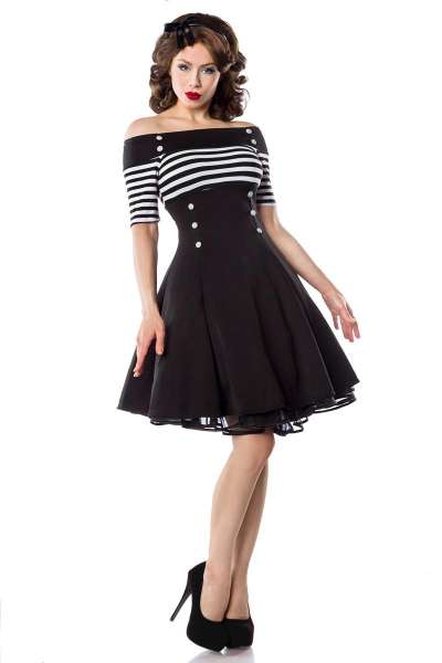50er Vintage-Kleid, schwarz/weiss gestreift