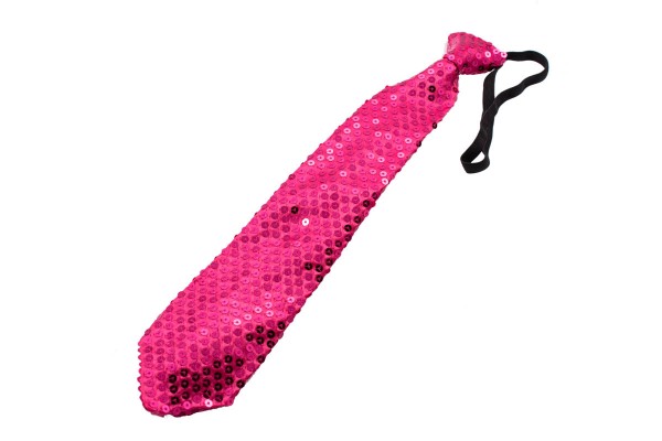 Krawatte mit Pailletten, pink mit LED