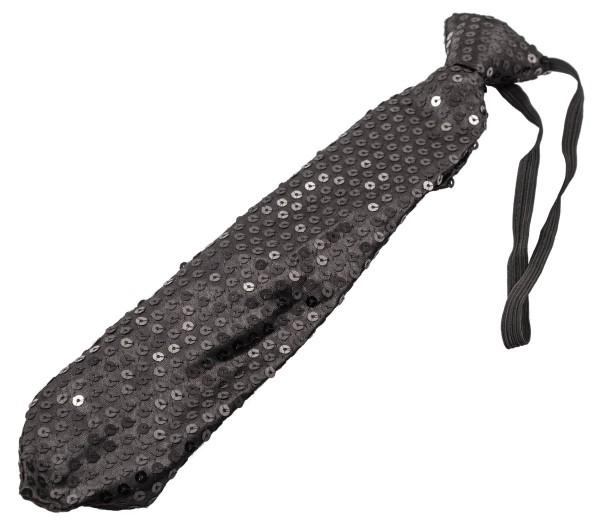 Krawatte mit Pailletten, schwarz, mit LED