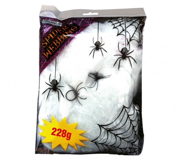 Spinnennetz mit Spinnen, weiss, 228 g