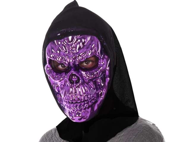 Skelett Maske metallic, violett