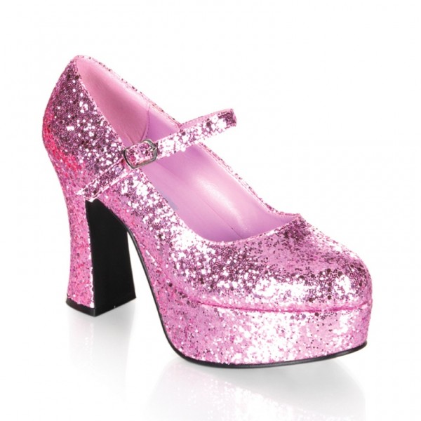Plateau-Schuhe für Frauen in baby pink mit Glitzer