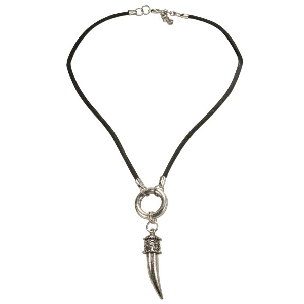 Lederband-Halskette Metall Rehspitz, altsilber