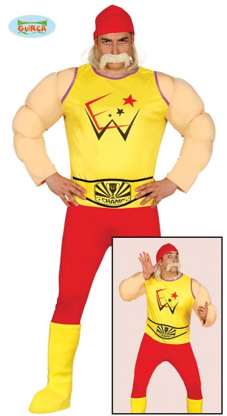 Wrestler Kostüm, rot/gelb