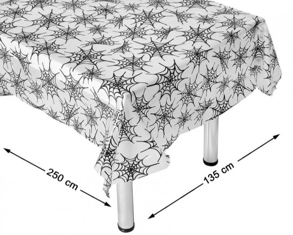 Weisse Tischdecke mit Spinnennetz, ca. 135 x 250 cm