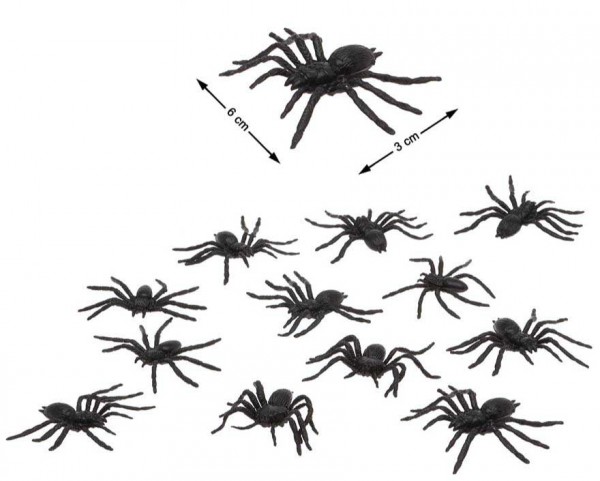 Deko Spinnen-Set, schwarz, 12 Stück
